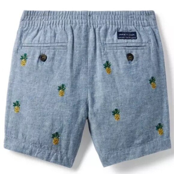 Janie and Jack Embroidered Pineapple Linen Shorts size 18-24 months NEW Hawaiian - Picture 2 of 12